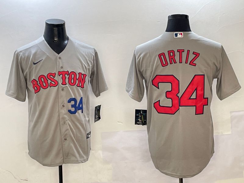 Men Boston Red Sox 34 Ortiz Grey Game 2025 Nike MLB Jersey style 4